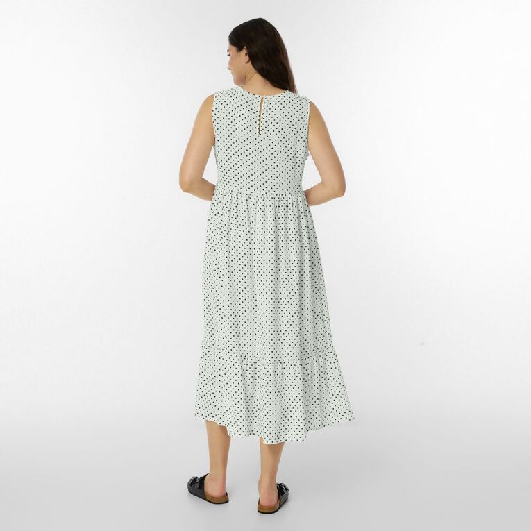 H&H Women's Drop Hem Midi Dress, White/Black, hi-res