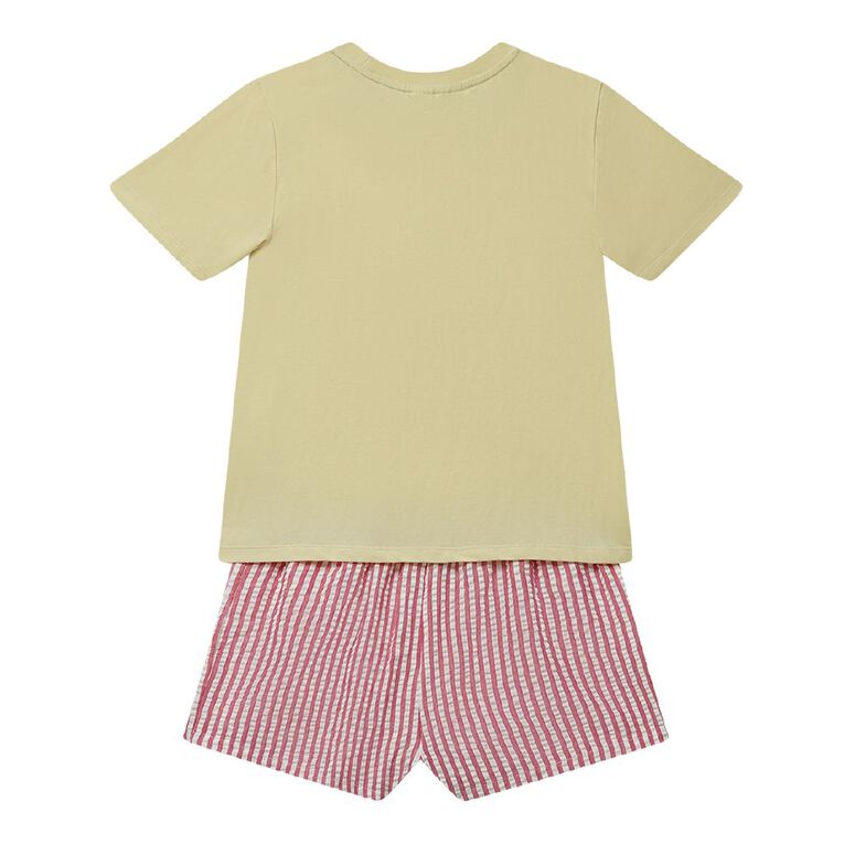 H&H Girls' Knit and Seersucker Pyjama Set, Red Mid, hi-res