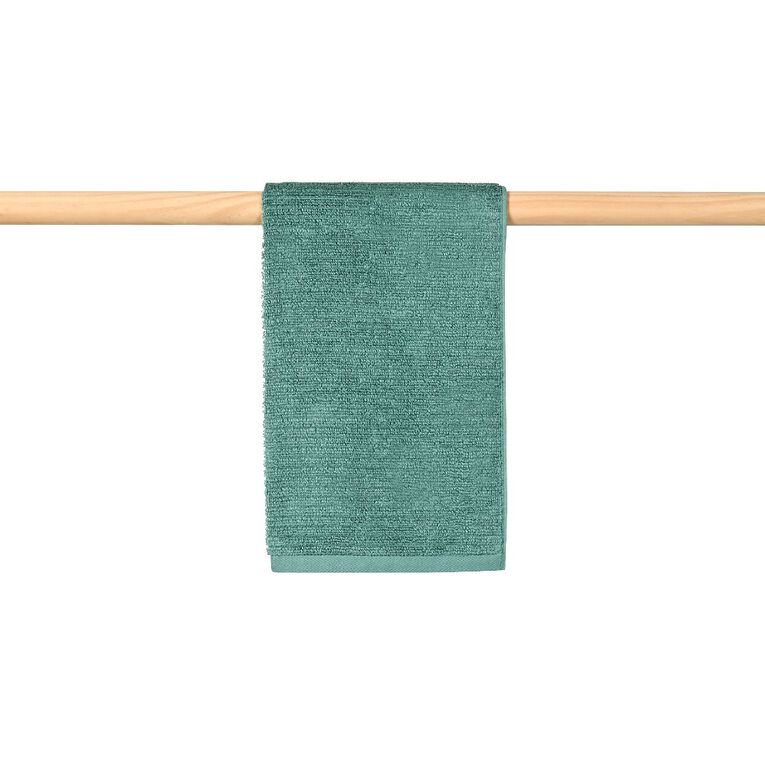 Living & Co Plush Ribbed Hand Towel Green 40cm x 65cm, Green, hi-res