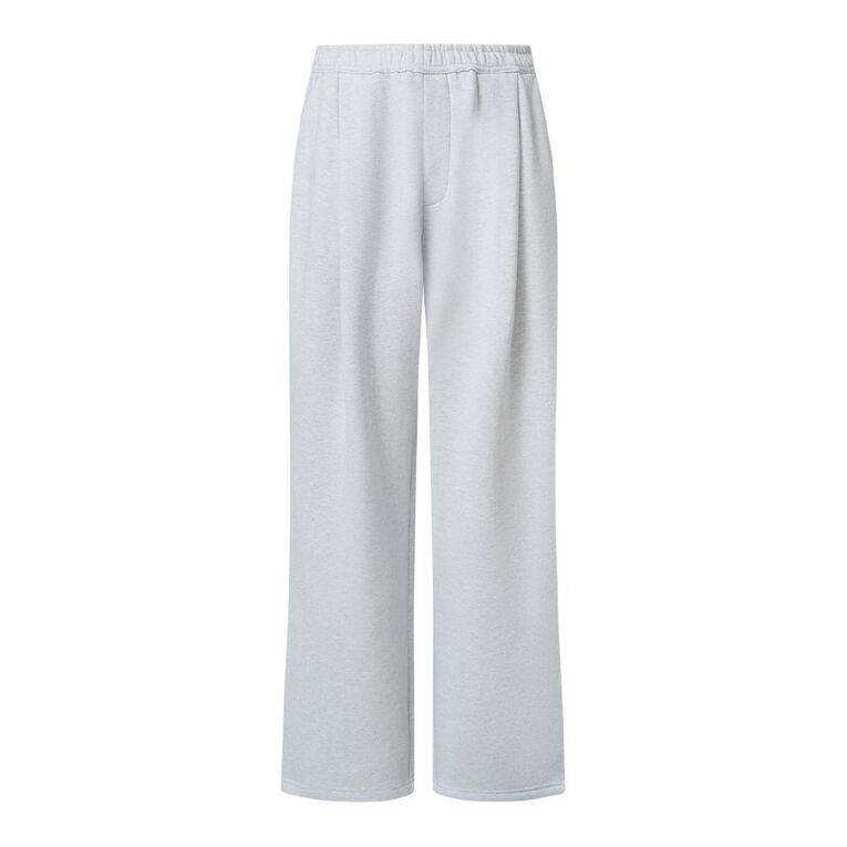 BRDRLESS Pleat Front Baggy Trackpants, Grey Marle, hi-res