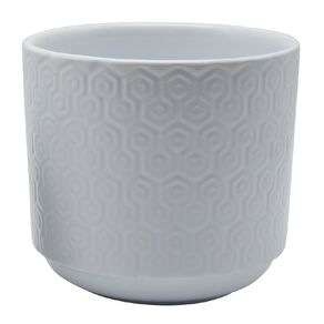 Kiwi Garden Ceramic Hex Textured Pot 16.5cm White
