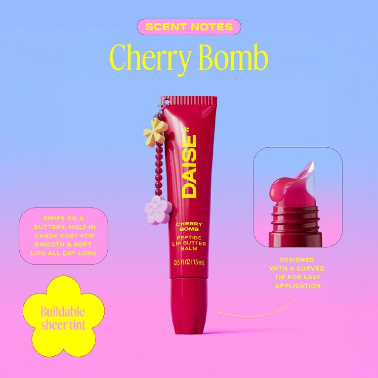Daise Peptide Lip Butter Balm Cherry Bomb 15ml, , hi-res