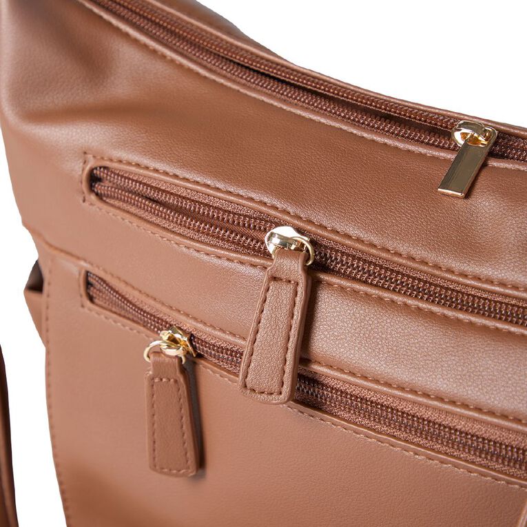 H&H Crossbody Compartment Handbag, Brown Mid, hi-res