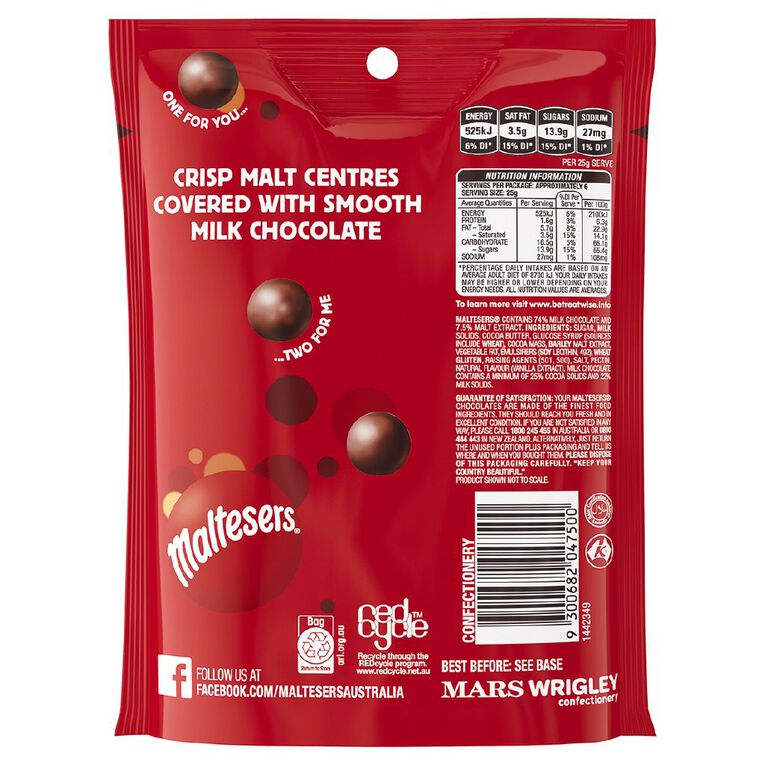 Maltesers Milk Chocolate Bag 140g, , hi-res