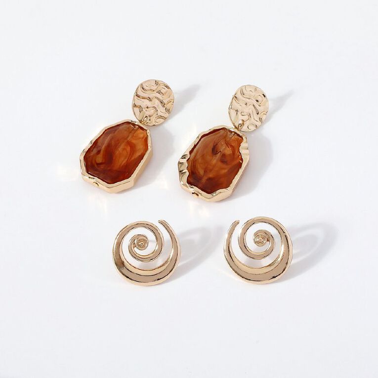 Swirl Earrings Gold, , hi-res