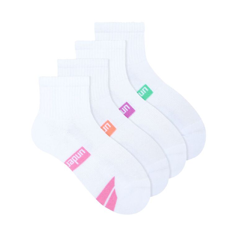 Underworks Women's Quarter Crew Sport Socks 4 Pack, White3, hi-res