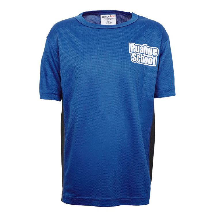 Schooltex Puahue Sports Top with Transfer, Royal/Black, hi-res