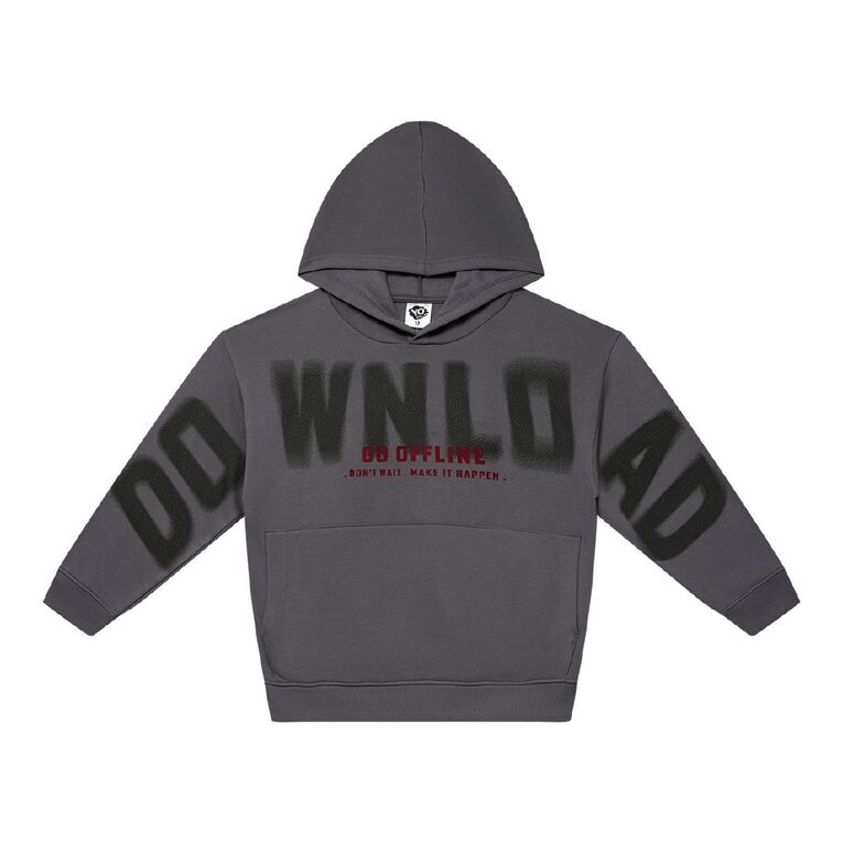 Young Original Print Pullover Pocket Hoodie, Grey Mid, hi-res