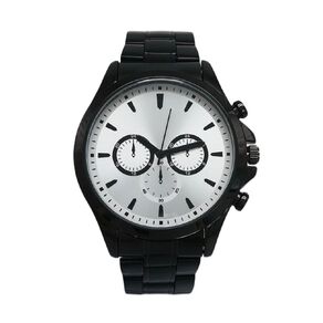 Men's Analogue Black Strap Watch Silver