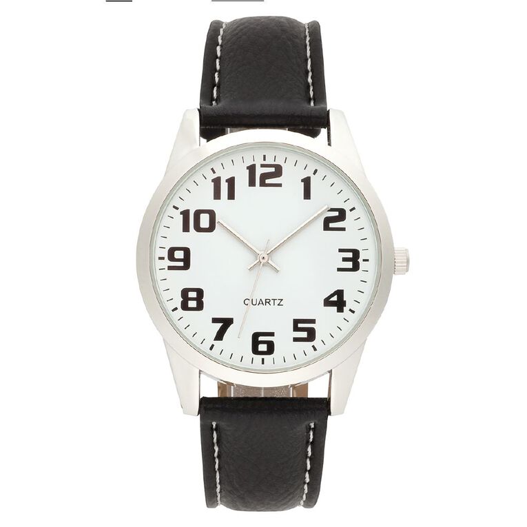 H&H Men's Classic Analogue Watch Black/White, , hi-res