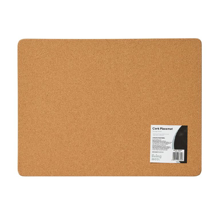 Living & Co Summer Lemon Rect Cork Placemat Blue/White 30cm x 40cm, , hi-res