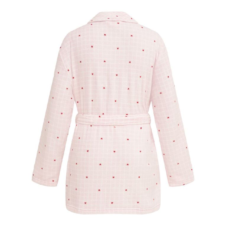 H&H Women's Coral Fleece Short Robe, Pink Light, hi-res