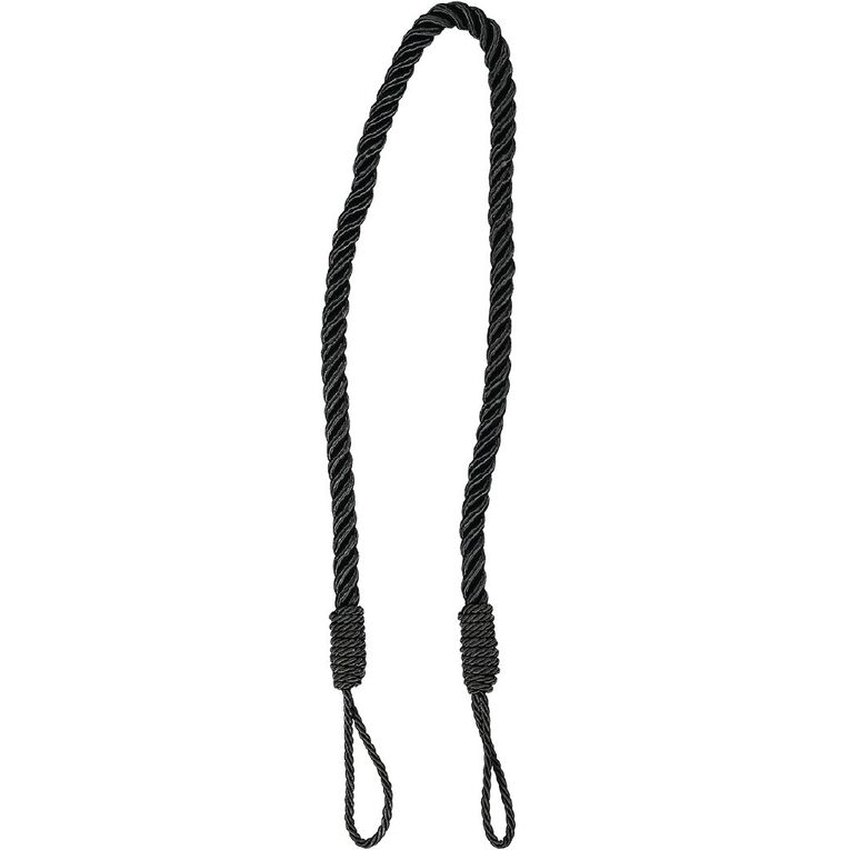 Living & Co Cord Tieback Black 65cm, Black, hi-res