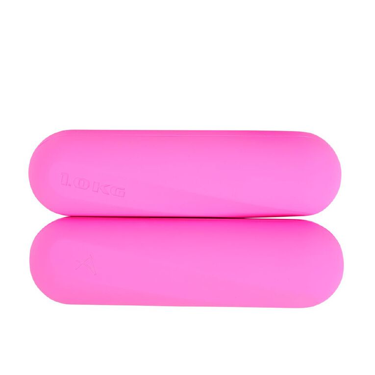 Active Intent Fitness Hand Weights 1kg Pink 2 Pack, , hi-res