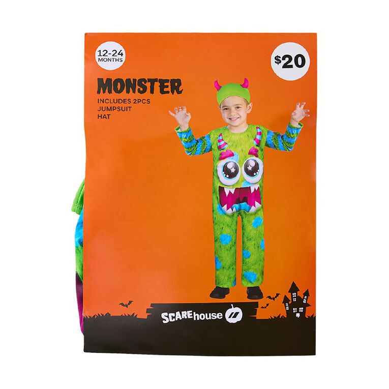 Scarehouse Monster Costume Green 1-2 Years, , hi-res