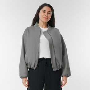 H&H Women's Felt Like Pleat Bomber Jacket