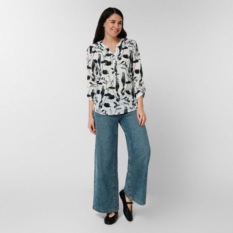 H&H Women's PB Henley, White FLORAL, hi-res