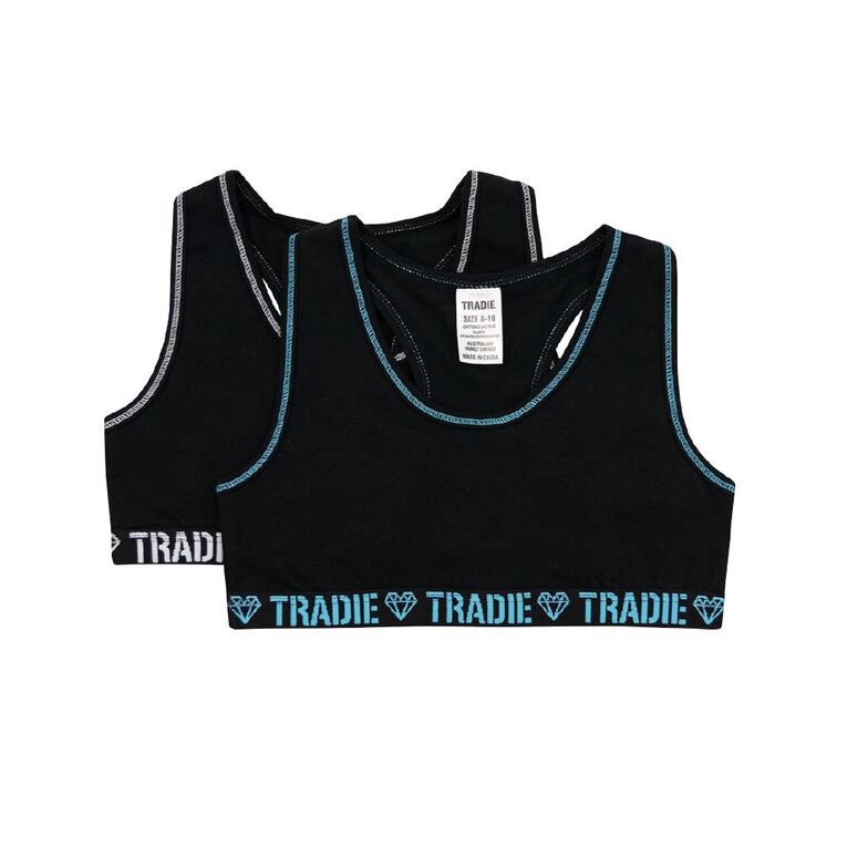 Tradie Girls' Crop 2 Pack, Black W26 RHYTHM, hi-res