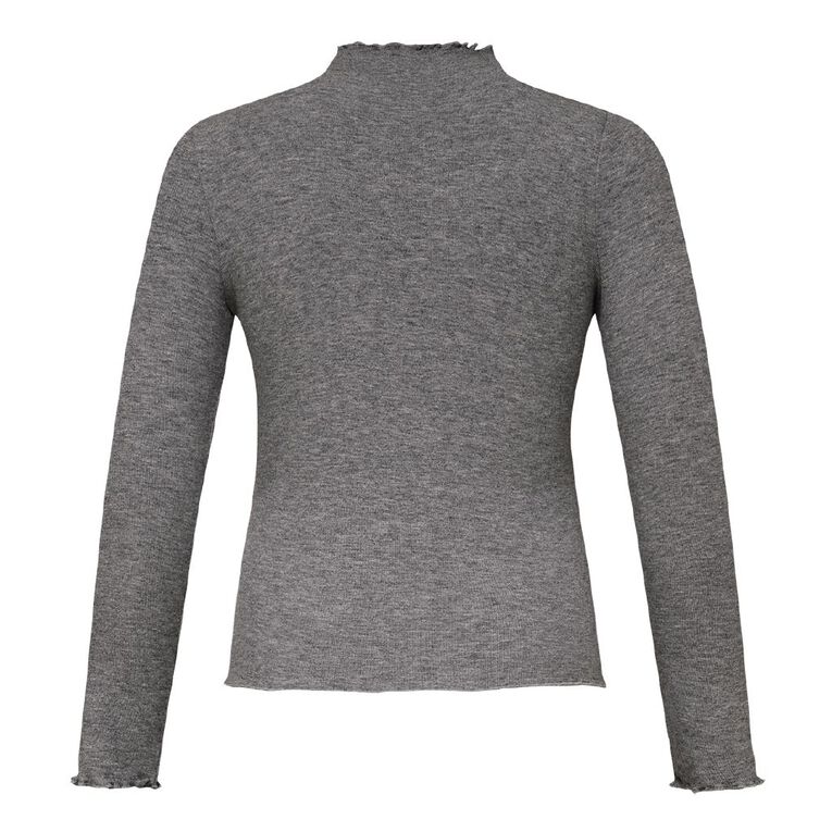 H&H Women's Long Sleeve Fine Rib Seam Detail Top, Brown Light, hi-res