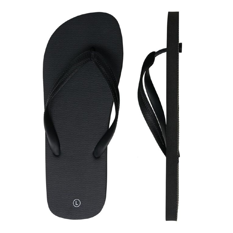 H&H Men's Plain Jandals, Black, hi-res