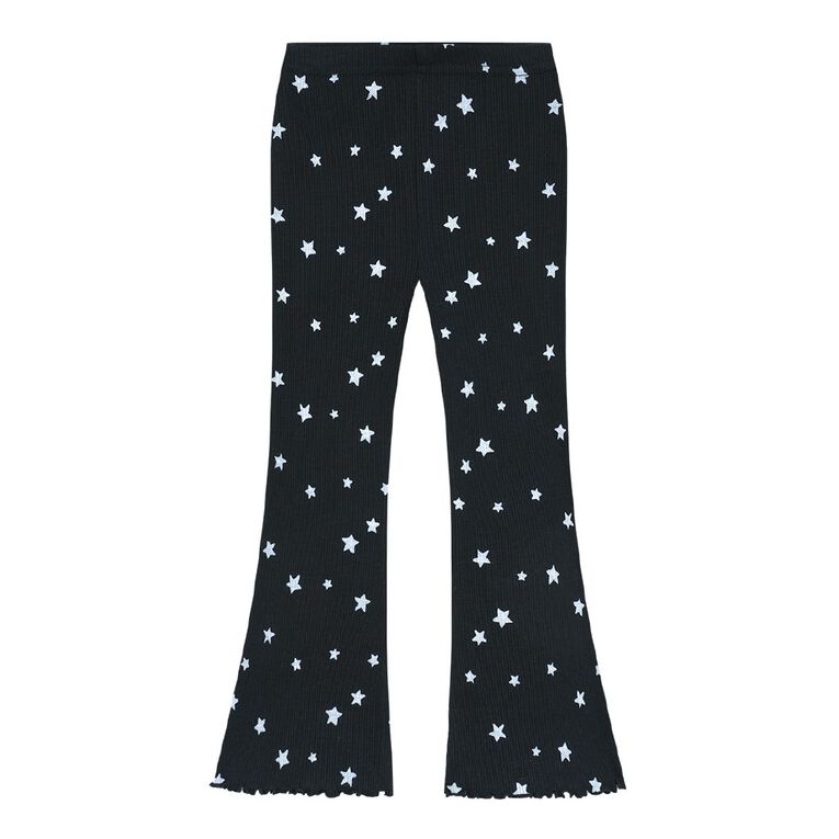 Young Original Toddler Girls' Flare Rib Leggings, Black, hi-res