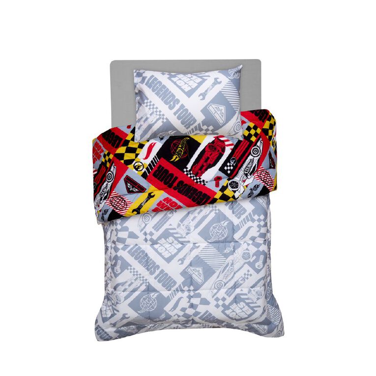 Hot Wheels Comforter Set 2 Piece Multi-Coloured Single, , hi-res
