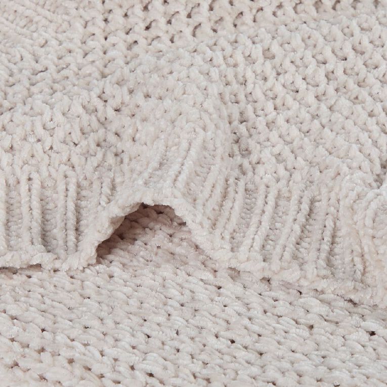 Living & Co Throw Chenille Natural 127cm x 152cm, , hi-res