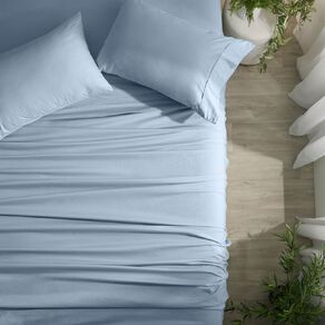 Living & Co 100% Washed Cotton Sheet Set Denim Super King