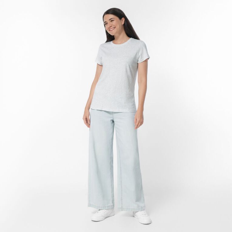 H&H Women's Essential Short Sleeve Crew Neck Tee, Grey Marle, hi-res