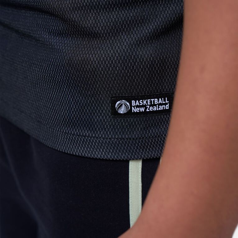 Basketball NZ Reversible Singlet, Black/White, hi-res