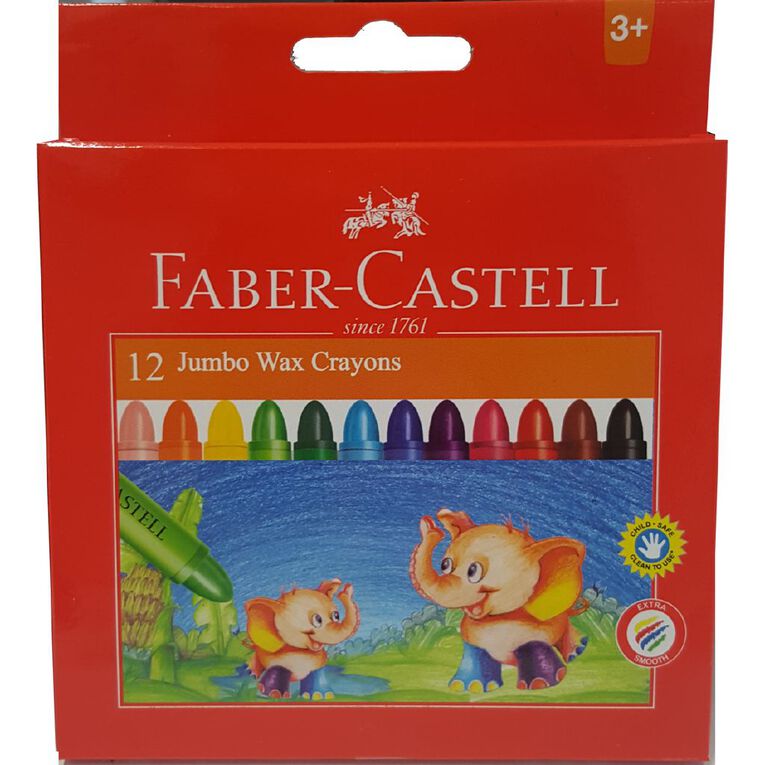 Faber-Castell Crayons Jumbo Wax 12 Pack Multi-Coloured 12 Pack, , hi-res