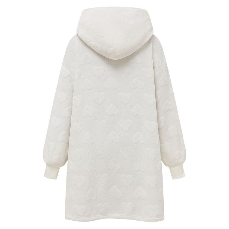 H&H Women's Coral Fleece Oversized Hoodie, White, hi-res