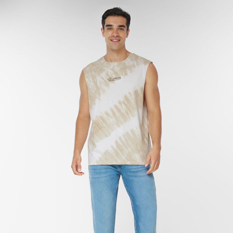Garage Men's Acid Wash Muscle Singlet, Brown Light, hi-res