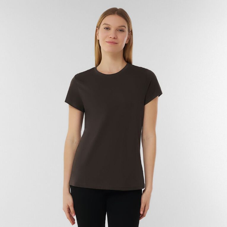 H&H Women's Short Sleeve Crew Neck Tee, Brown Dark ESPRESSO, hi-res
