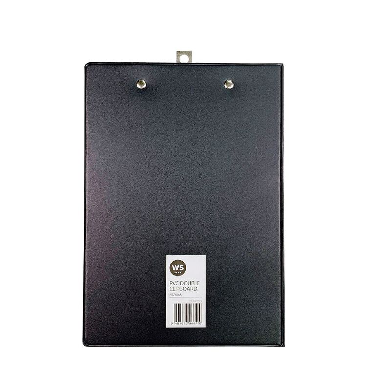WS Clipboard Double PVC Black A5, , hi-res