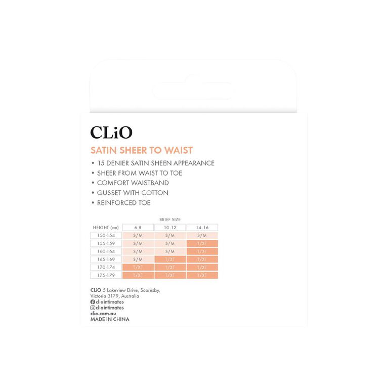 Clio Women's Satin Sheer 15D Tights 1 Pack, Black, hi-res
