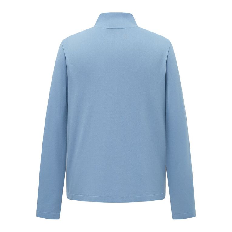 Active Intent Men's Quarter Zip Seamless Top, Blue Mid, hi-res