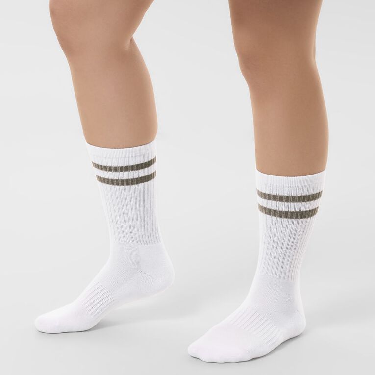 Active Intent Women's Striped Crew Socks 3 Pack, Black, hi-res