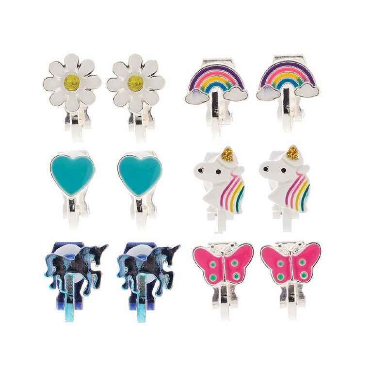 Young Original Kids' Flower Rainbow Earrings Pairs Multi