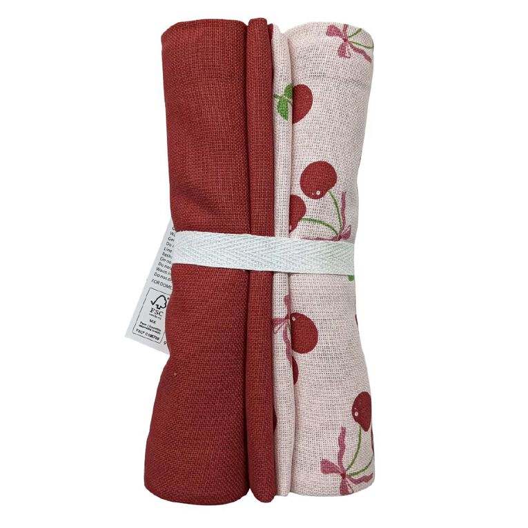 Living & Co Tea Towel Cherry Pink 50cm x 70cm, , hi-res