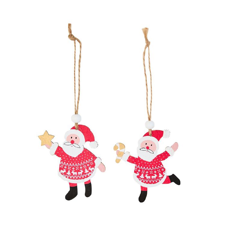 Wonderland Fun Festive Santa Christmas Tree Decorations Assorted 12 Pack, , hi-res