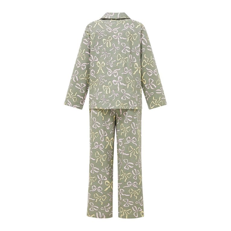 H&H Women's Classic Flannelette Pyjama Set, Green Light, hi-res