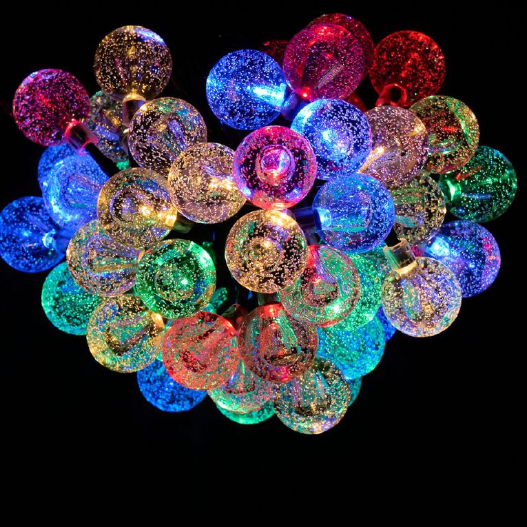 Wonderland Solar String Lights 50 LED Green Wire Multi Colour, , hi-res
