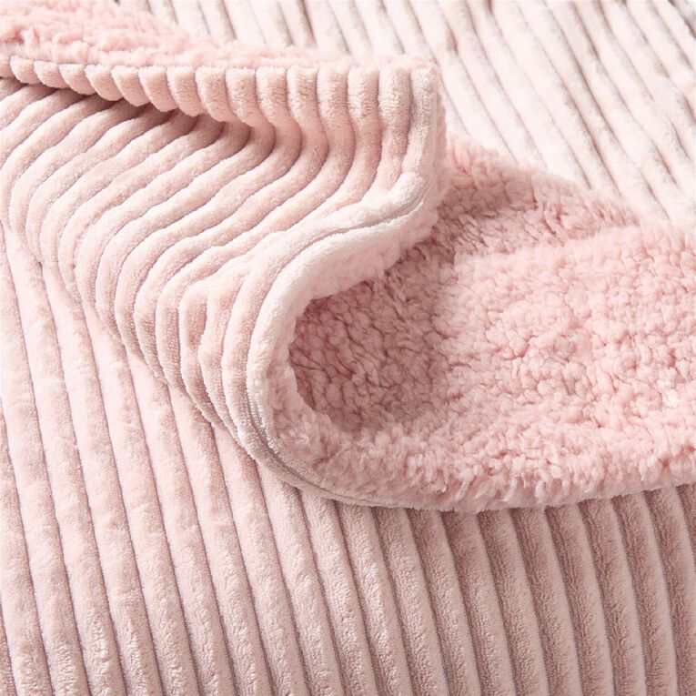 Living & Co Cord Plush Blanket Pink Queen, , hi-res