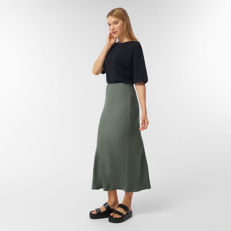 H&H Women's Bias Cut Skirt, Green Dark, hi-res