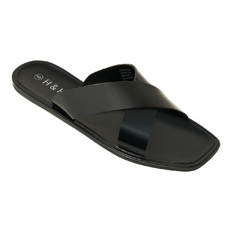H&H Women's Poppy Xover Slides, Black, hi-res