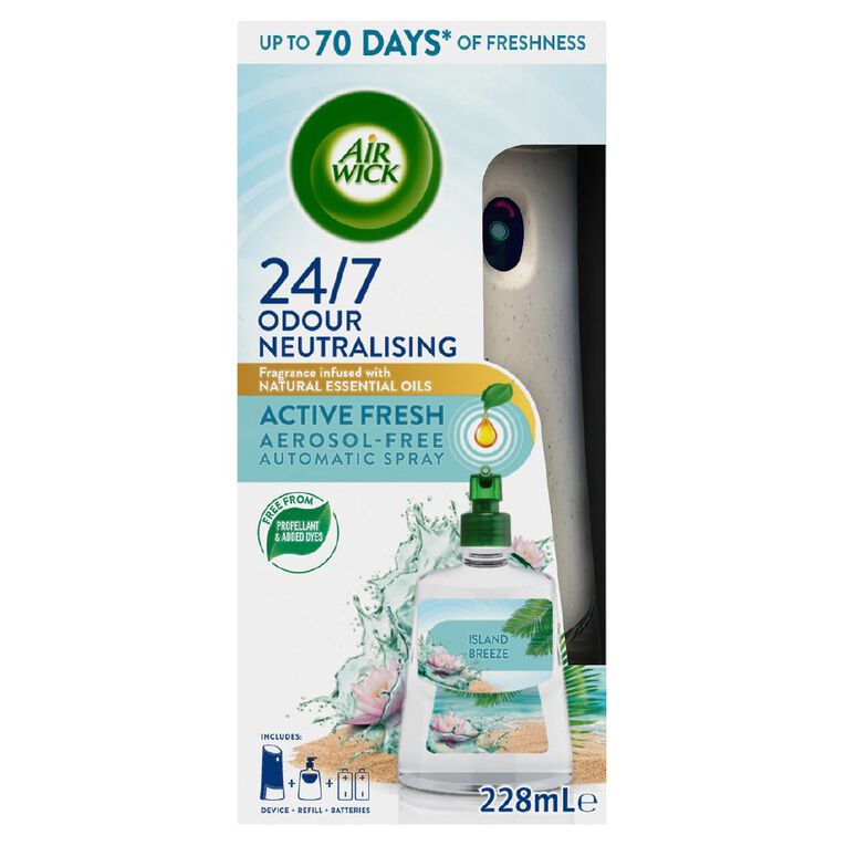 Air Wick Active Fresh Automatic Spray Island Breeze Starter Kit 228ml, , hi-res