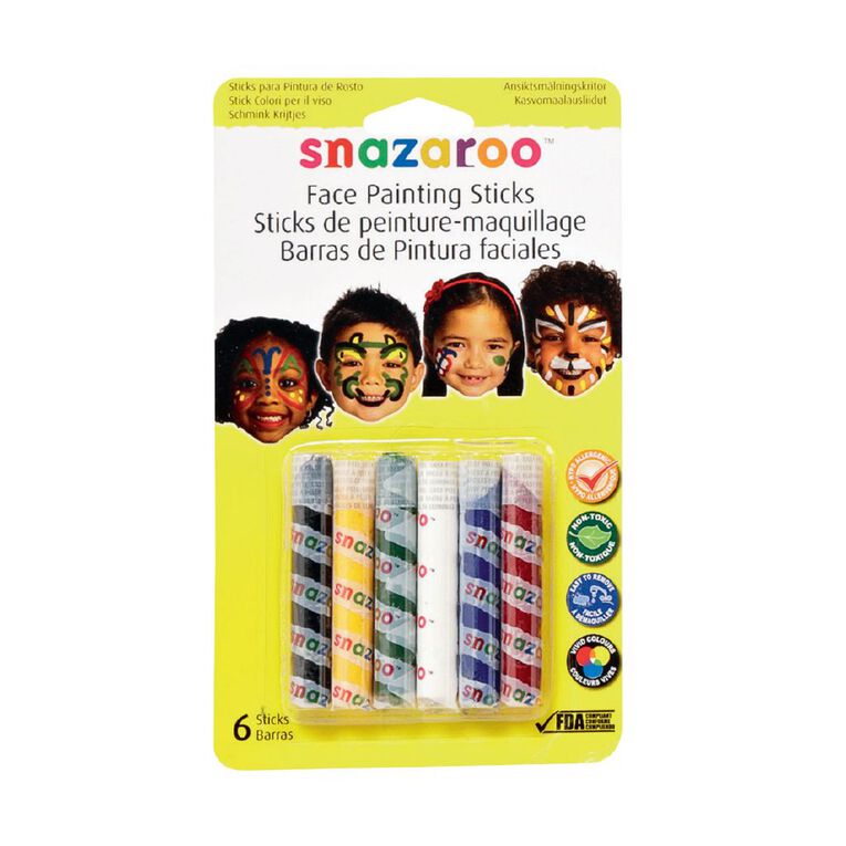 Snazaroo Face Painting Sticks 6 Pack Assorted Assorted The Warehouse