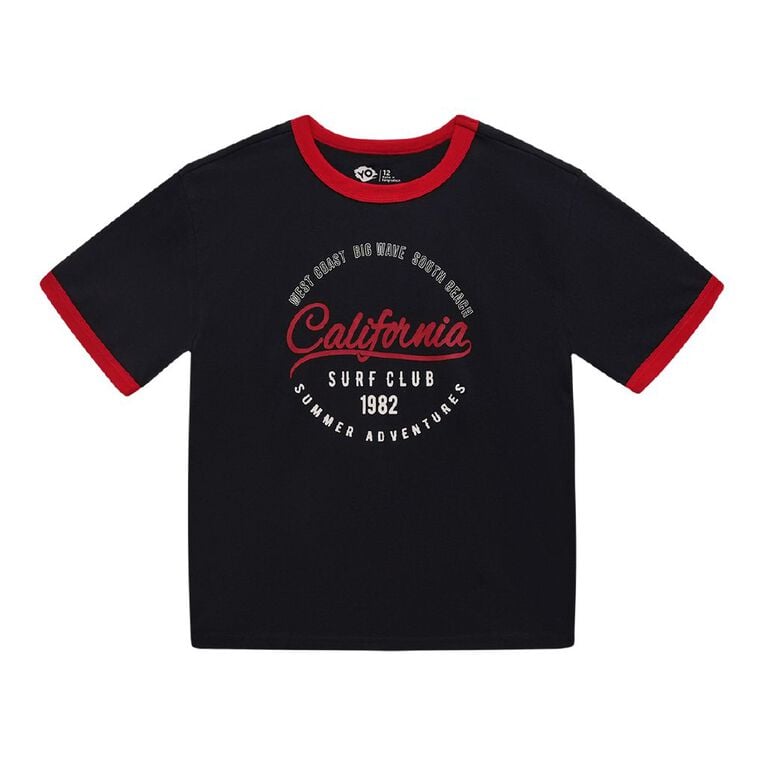 Young Original Short Sleeve Ringer Print Tee, Blue Dark, hi-res