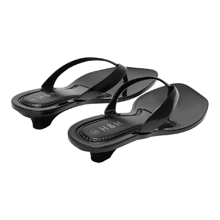 H&H Women's Amber Kitten Heel Sandals, Black, hi-res
